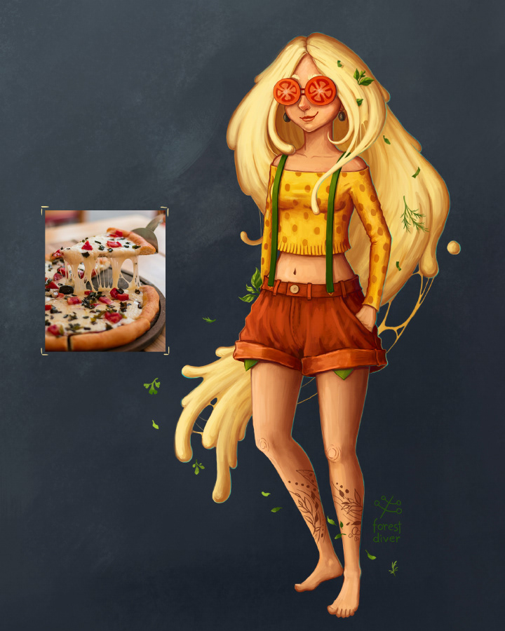 2D art Character Character design  digital fastfood Food  Fun game character Pizza