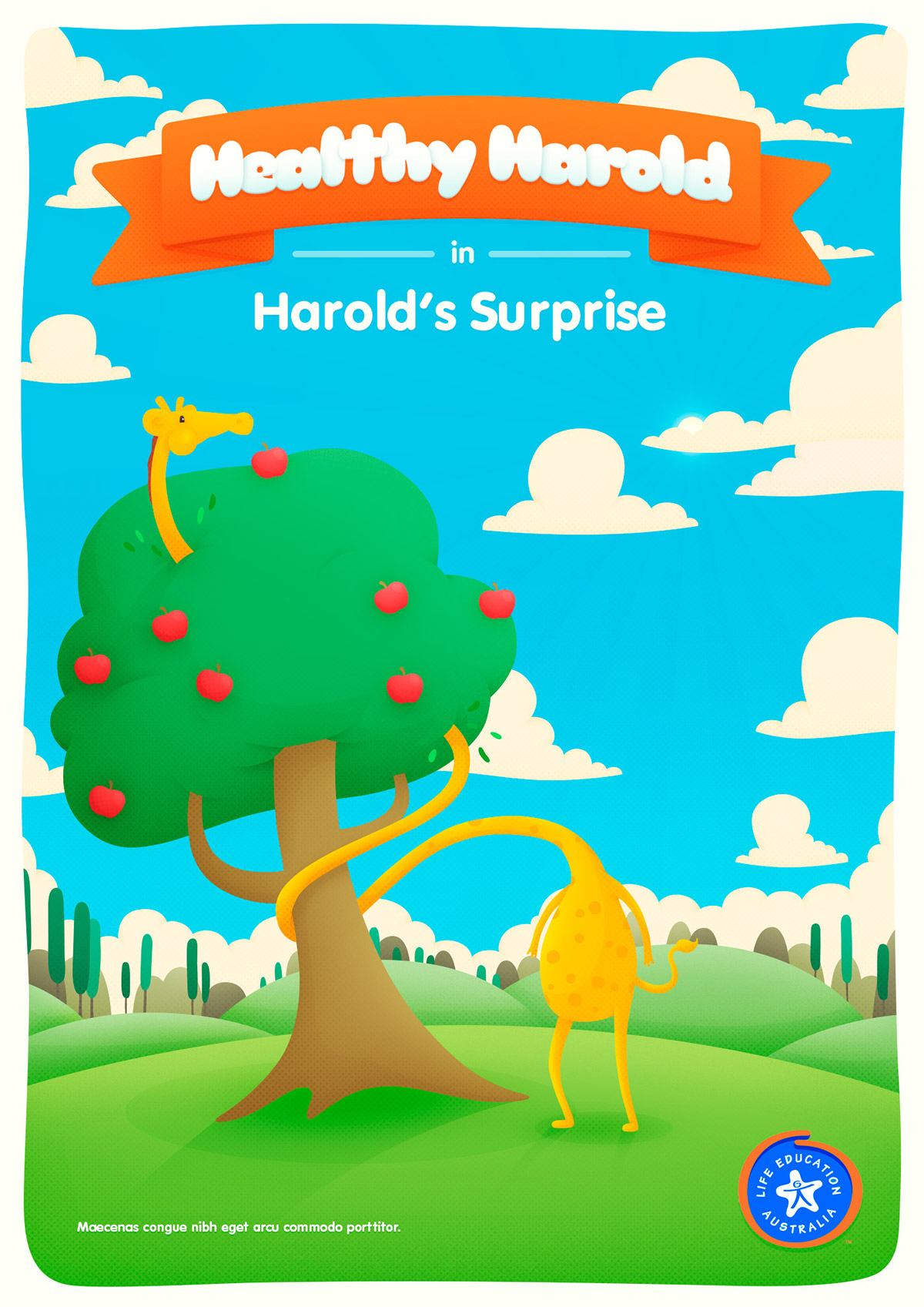 healthy harold giraffe cartoon Hipster educational Australia school book sketch animals Health redesign Program Digital Eskimo concept