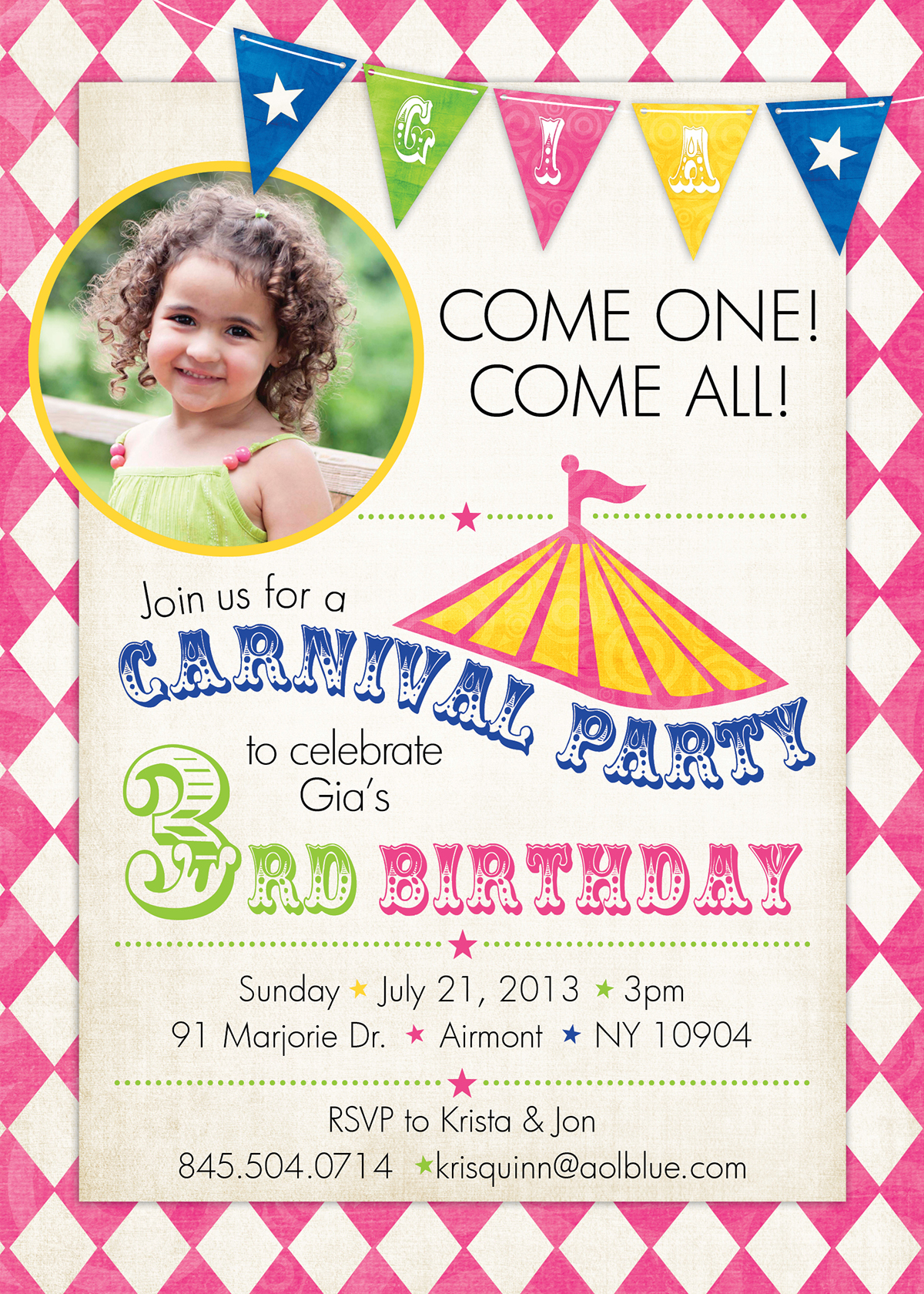 Personal Printable invitations Party Decorations party invitations wall art Carnival