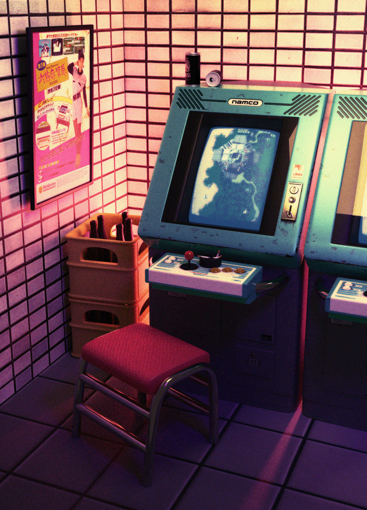 arcade cabinet japan Retro vapor wave videogame