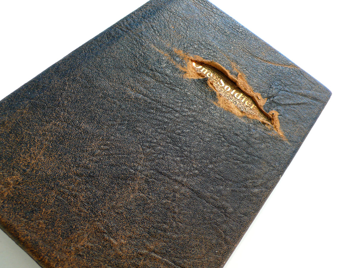 soldier leather copper book binding Distressed illustrated Adaptation