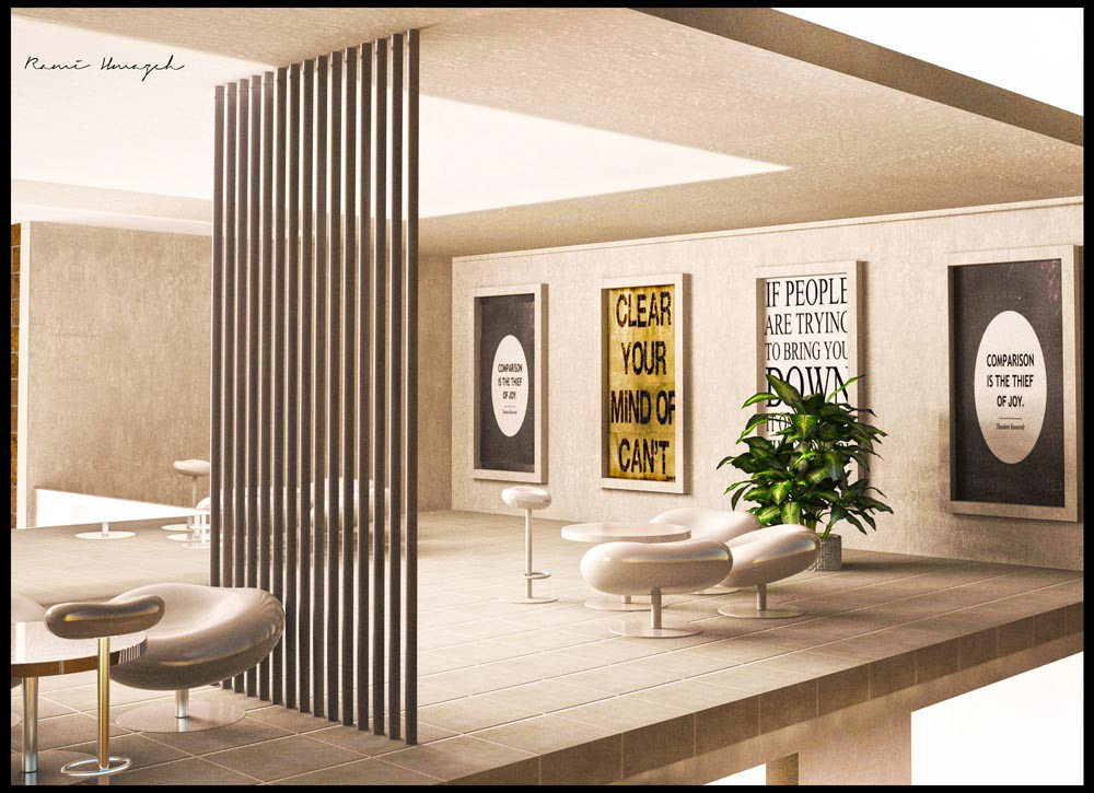 shots Interior design Render 3D modeling materials textures salon sitting furniture