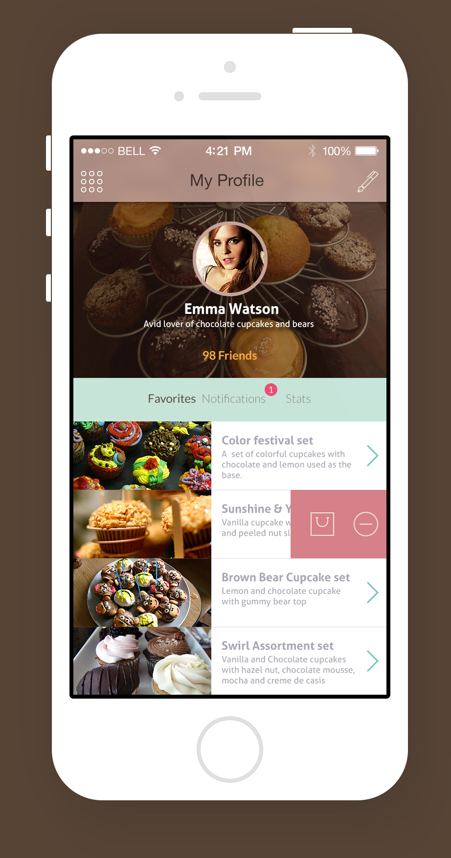 ios iOS 7 iphone app freebie psds cupcake social