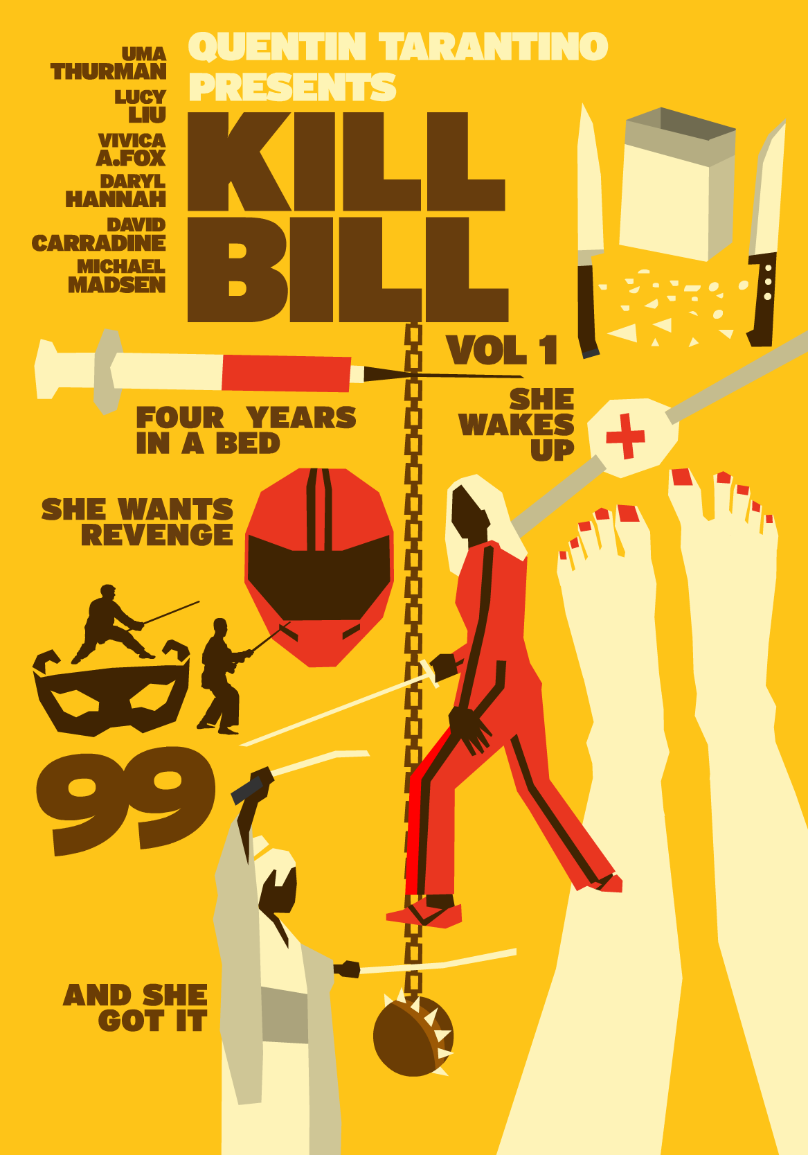 Quentin Tarantino reservoir dogs kill bill 1 ilustration poster