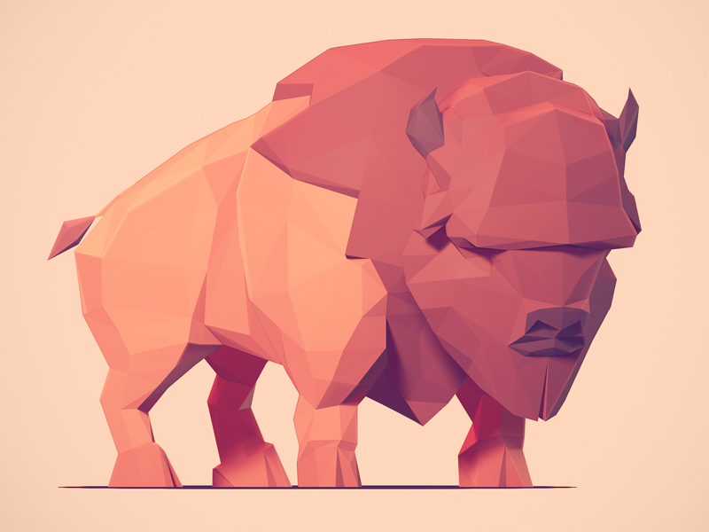 Low Poly animals Buffalo Whale Character