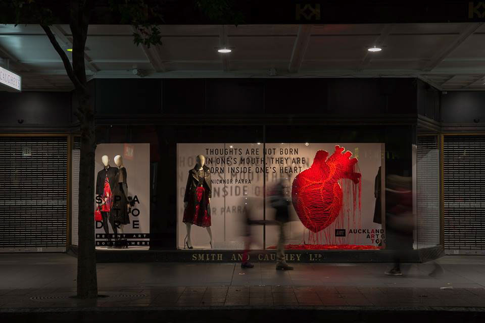 Window Display merchandising Smith & Caughey's space to dream Auckland Art gallery aut Exhibition  craft wool heart
