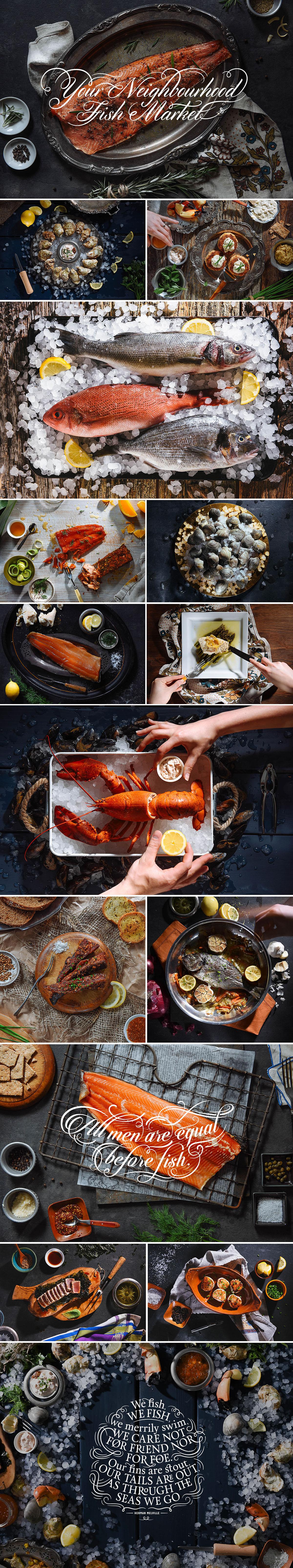 de la mer fish market Interior Toronto seafood sea Ocean logo Website lettering Quotes blue Food  food photography