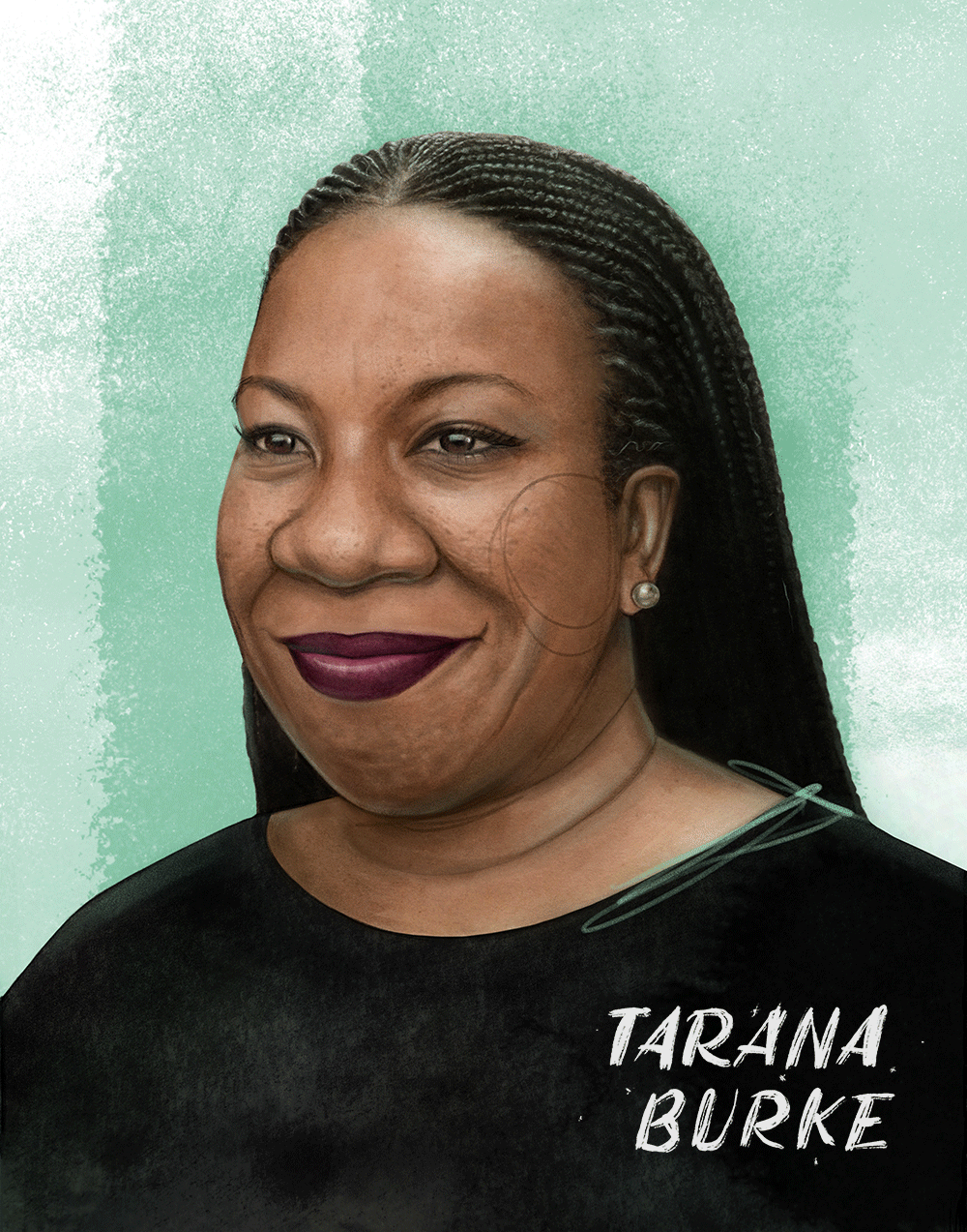 Gif portrait of Tarana Burke by Dena Cooper in honor of Black Lives Matter