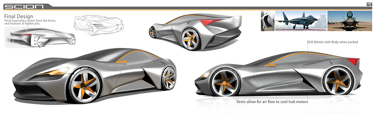 automotive   design concept 4door compact Racing sports coupe WRC Truck Honda GM general motors interior motives futuristic sketch