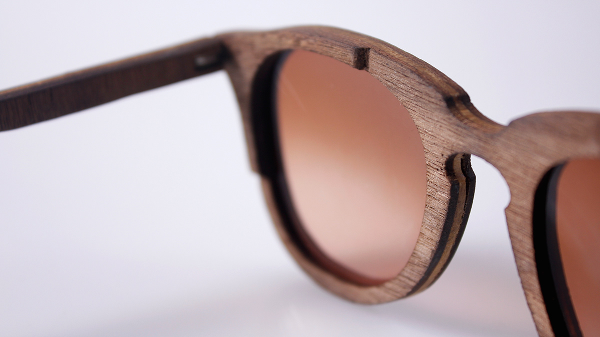 wood Sunglasses Obi Shades walnut birch risd craftsmanship manufacturing veneer Ply Wearable