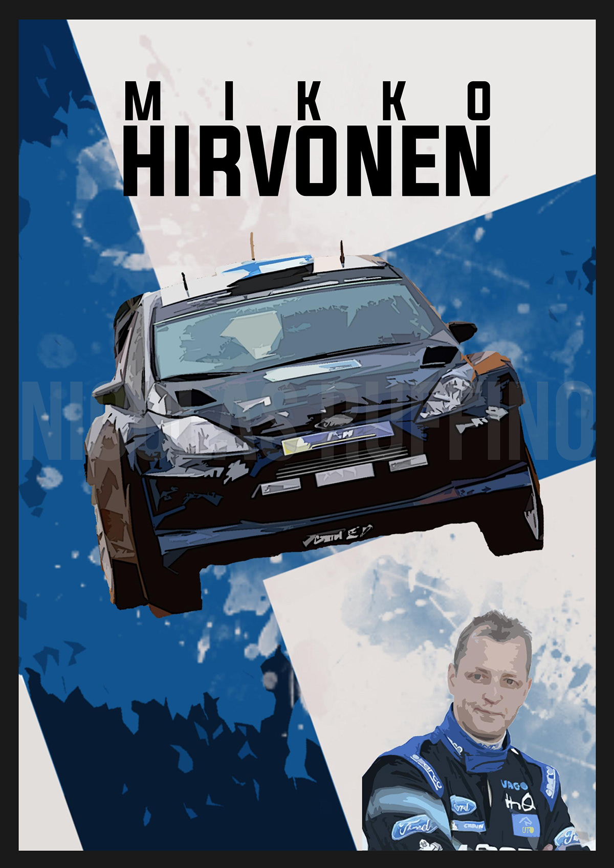 poster graphic design fanart fan art rally WRC driver finland Hero Cars mikko hirvonen Racing