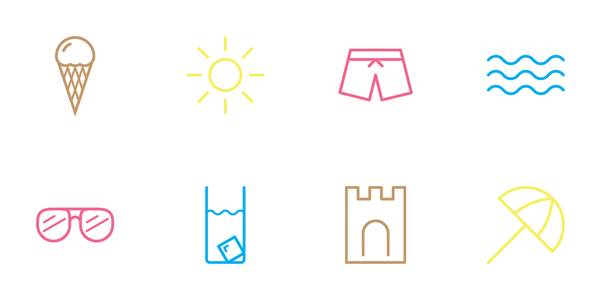 pictogram Icon icons beach ice cream Ocean minimalist flat flat design