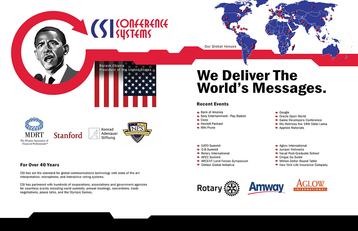 illustrate world csi communicate conference Technology light presidents obama brochure print type american red White