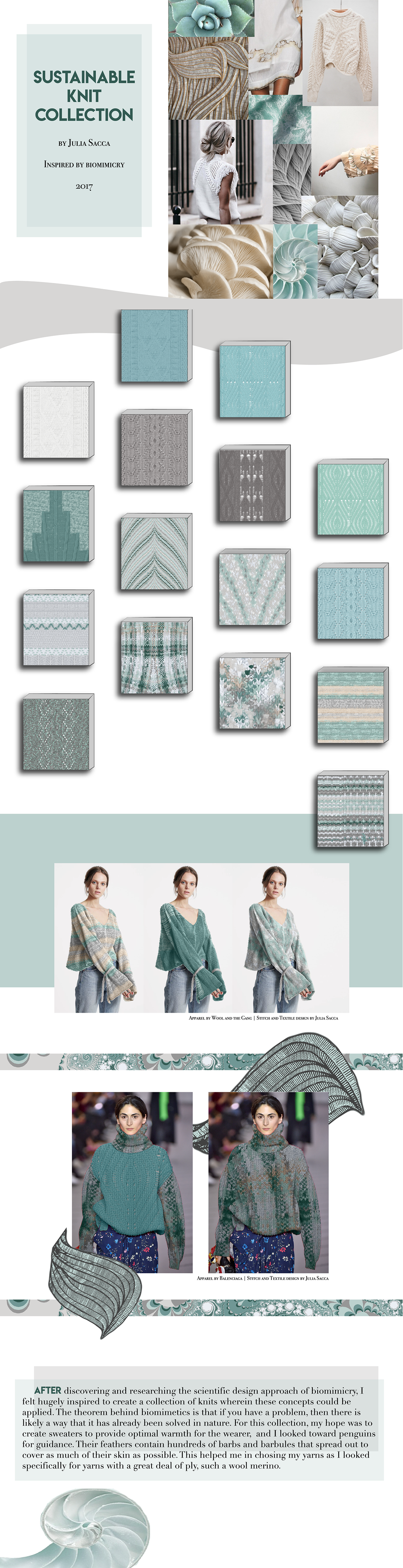 Adobe Portfolio knits knitwear textile design  Apparel Design biomimicry Nature Sustainability fashion design