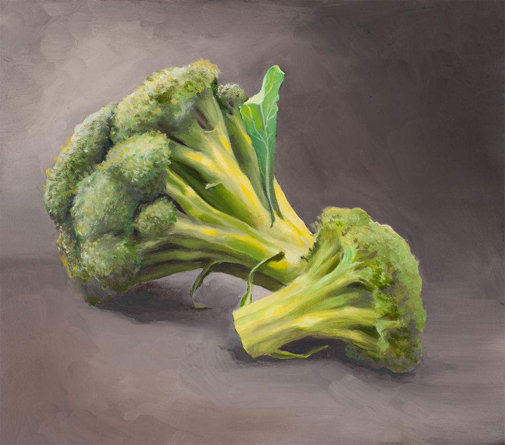 Oil Painting oil on canvas strawberry painting broccoli painting brooke figer hyper realisim fruit painting