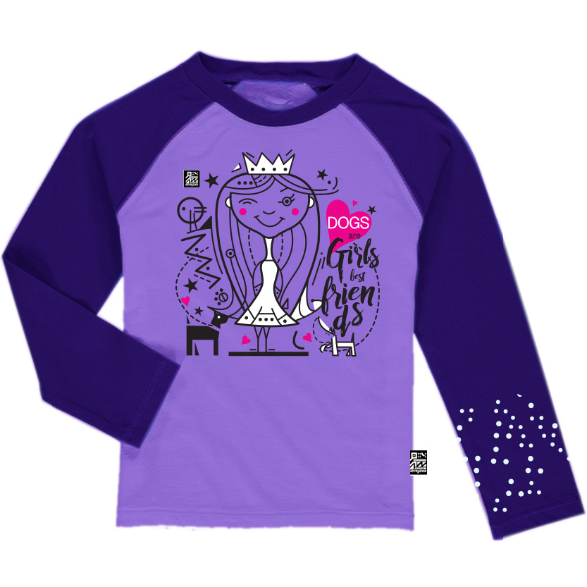 kerefeke ILLUSTRATION  kids girls happy pets dogs bycucle stars apparel