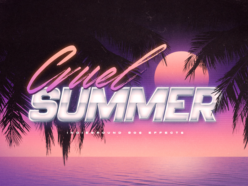 1980s 80s logos Mockup photoshop psd Synthwave text effect vhs