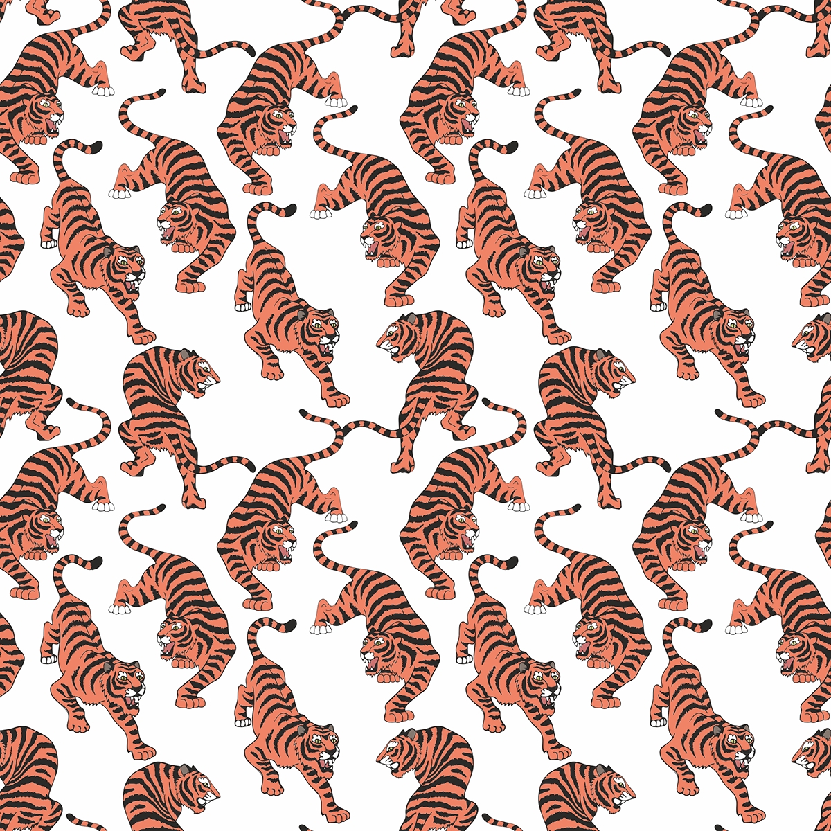 tiger pattern seamless pattern textile design  pattern design  pattern making print making
