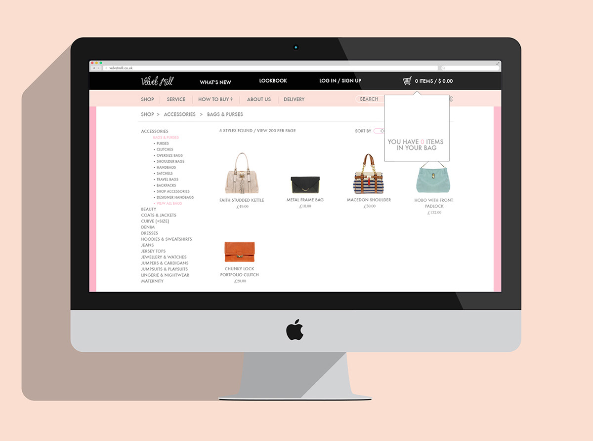 shop Web design online Shopping cloths bags sale Web Online shop Young edgy pink colour