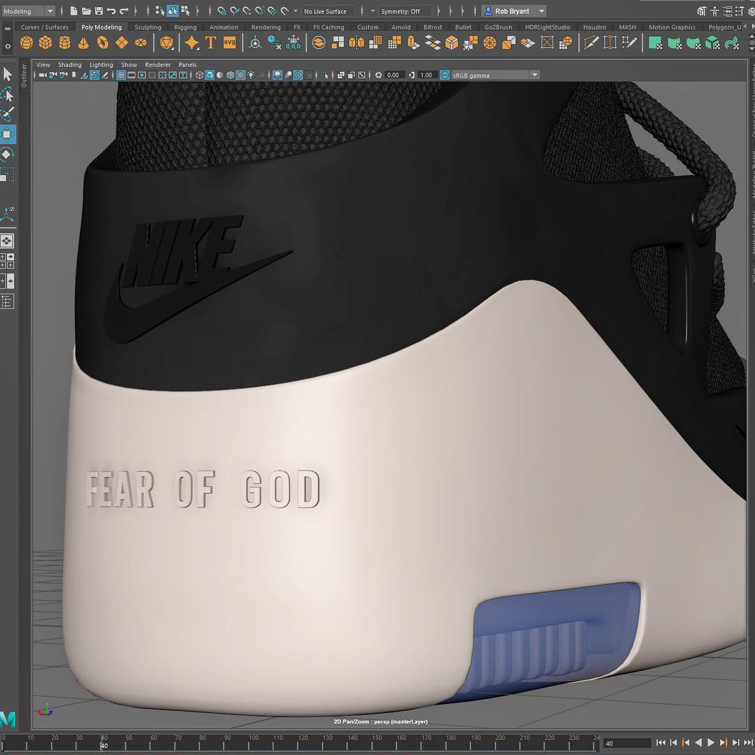 Nike robbryantjr shoe shoes Fashion  fabric texture Lookdev modeling 3D CGI 3dmodeling Render rendering lighting suede knit knitting mesh Maya nuke substance designer  Procedural Advertising  basketball sports sneaker sneaker head  vfx wip