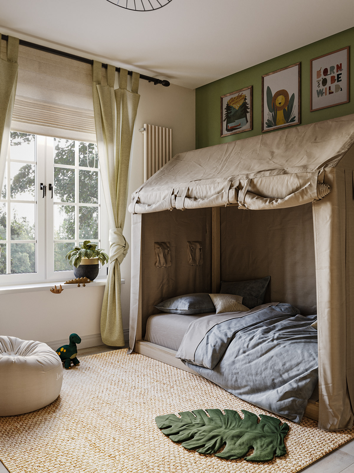 bed interior design  Render 3D visualization Narnia children's room детская bedroom