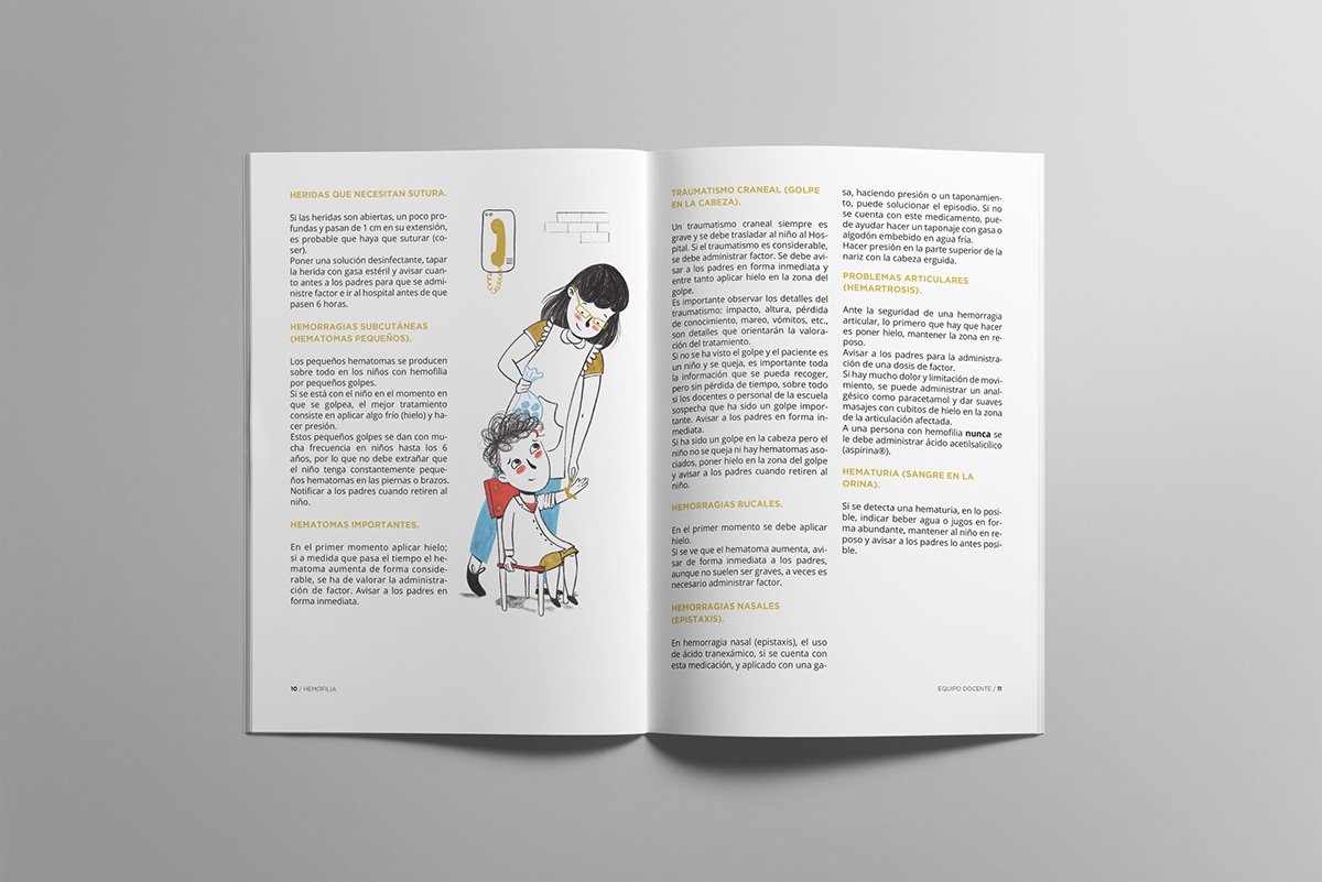 Hemofilia cuadernillos colección ilustracioon editorial infografia hemofilia diseño de personaje