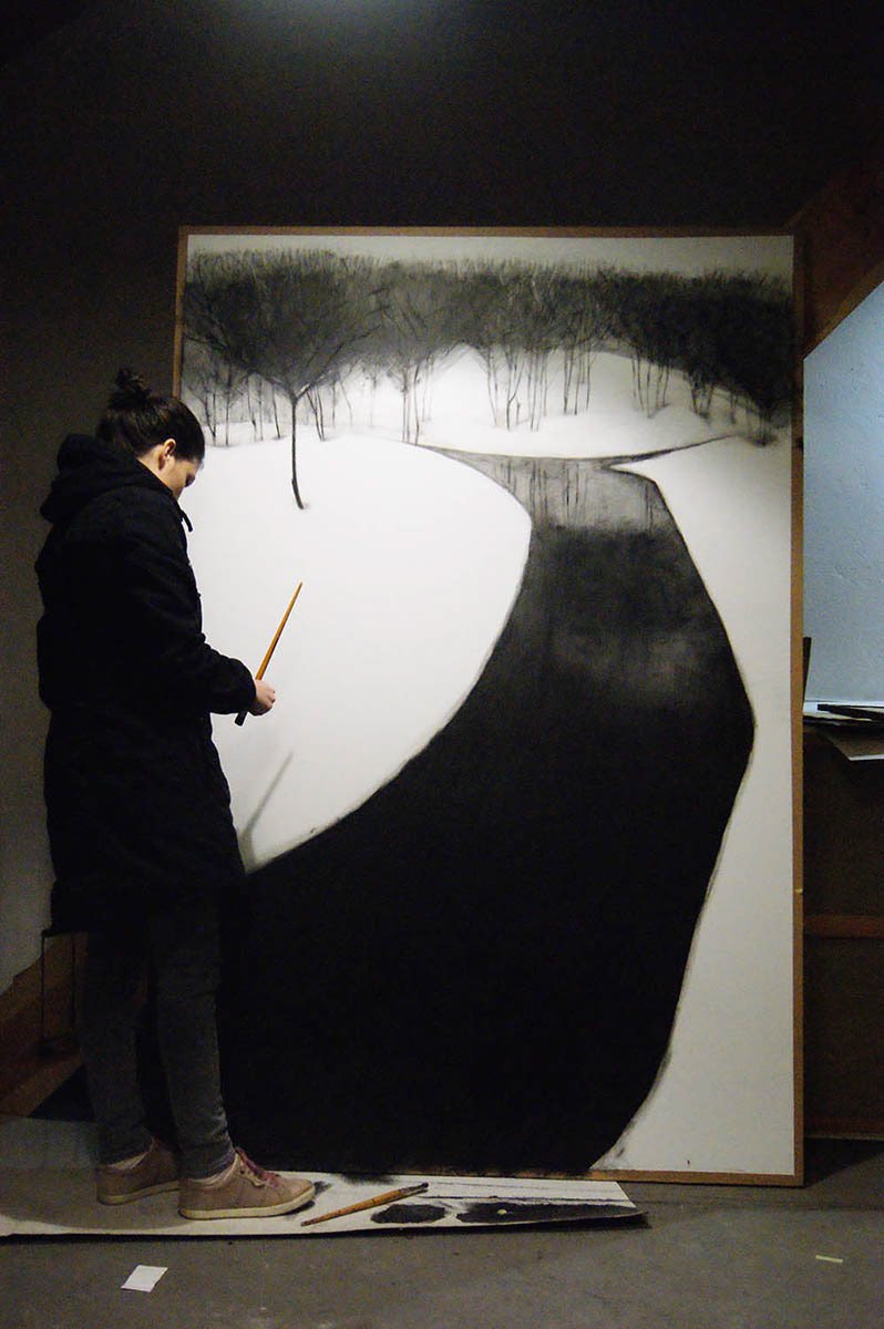 bw Exhibition  femaleartist inkonpaper Inkpainting London minimalist snow belarusianartist