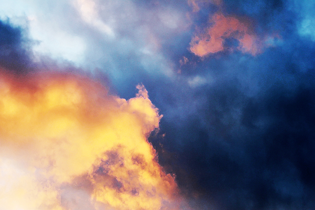 clouds colors neon faces abstract red blue SKY