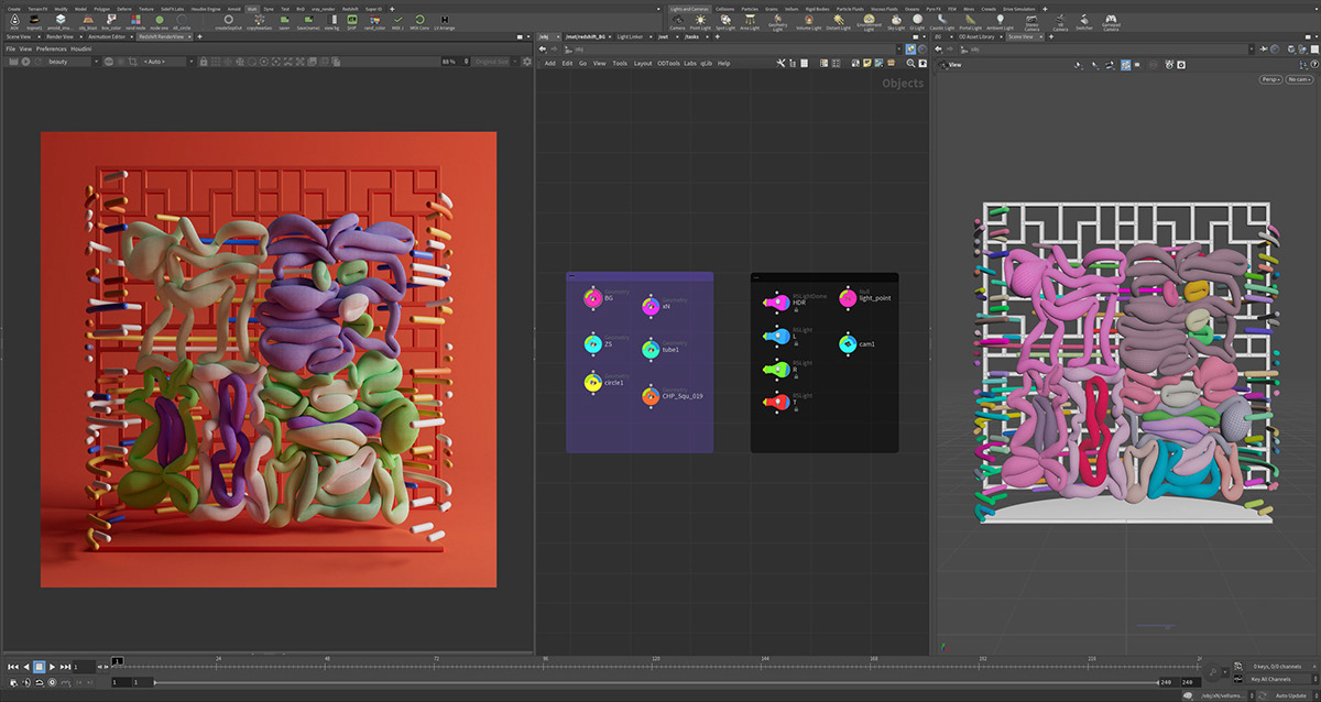 3D font houdini redshift Chinese Characters font design Render 字体设计 海报设计