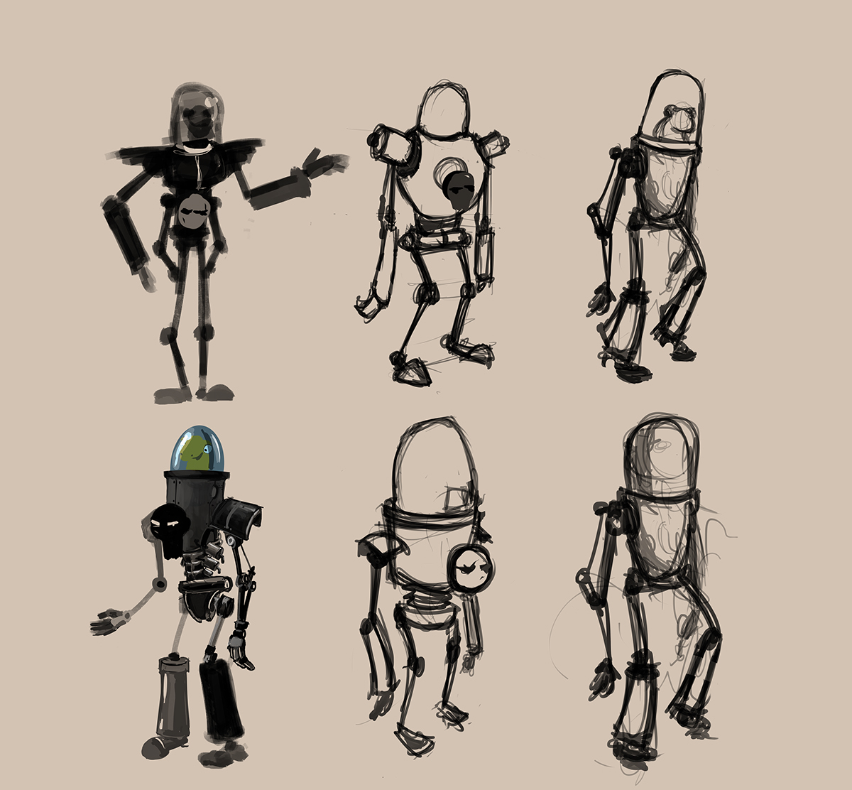 characters deisgn art robot Brainstorm concept art digital 2d