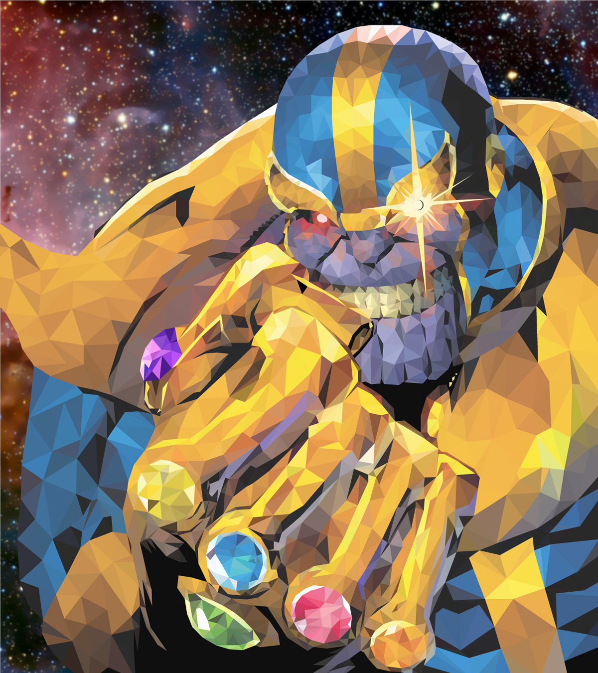 ilustration marvel Thanos comic poligonal