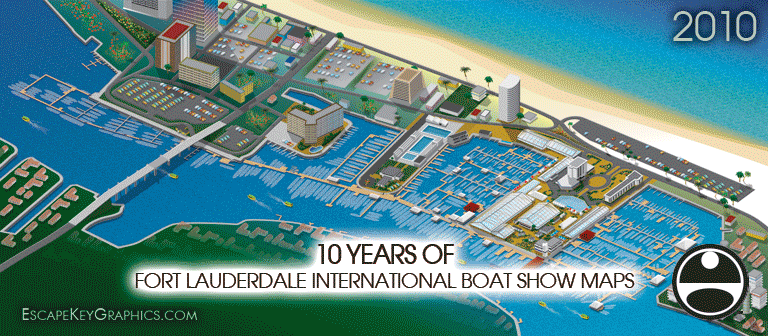 Boat Show SketchUP fort lauderdale florida yacht cartography map boat boating Yachting International Boat Show aerial view site plan Site Map award winning