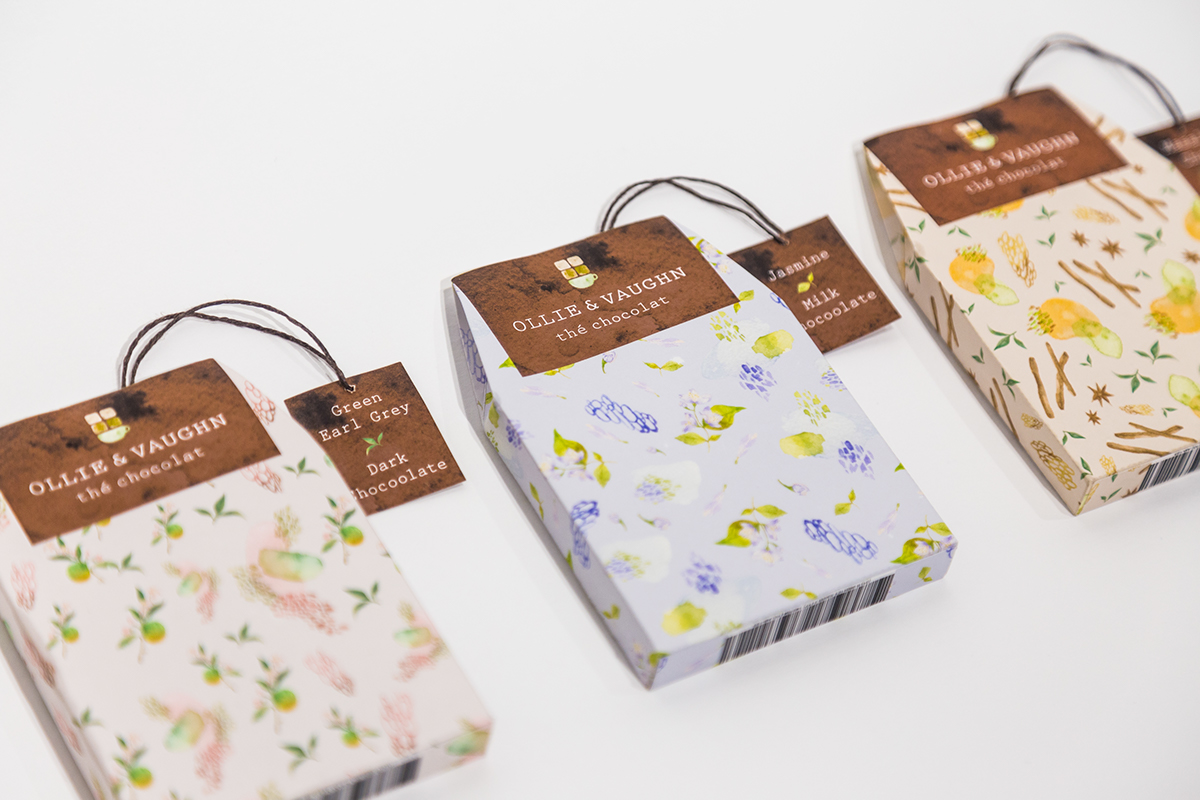 chocolate packaging design ILLUSTRATION  watercolor tea Chocolate Packaging Design tea flavored branding 