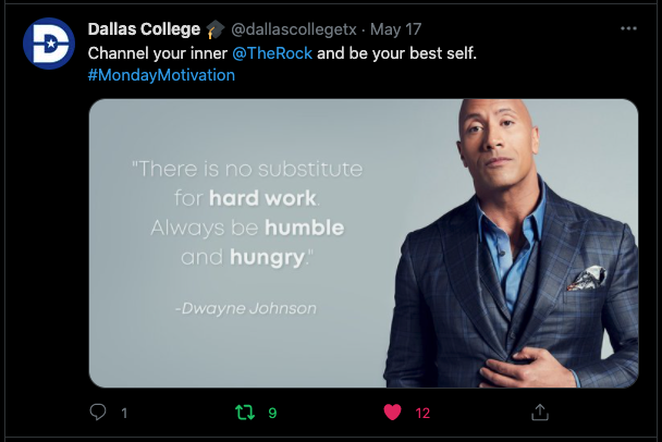 Quote graphic with Dwayne Johnson: "There is no substitute for hard work."