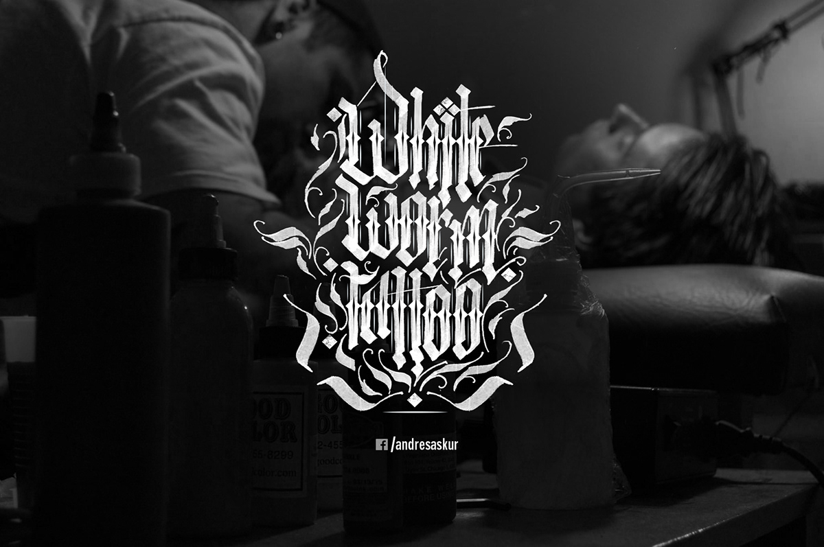 caligrafia tatuajes Logotipo identidad blanco tipografia lettering design tipo type tattoo White worm identity