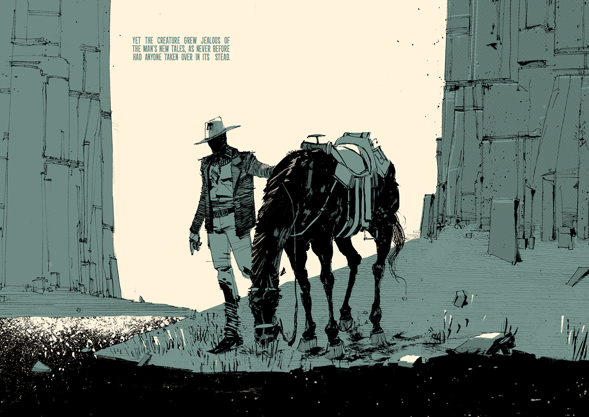 short story Tell western monster comic part one cowboy horse canyon