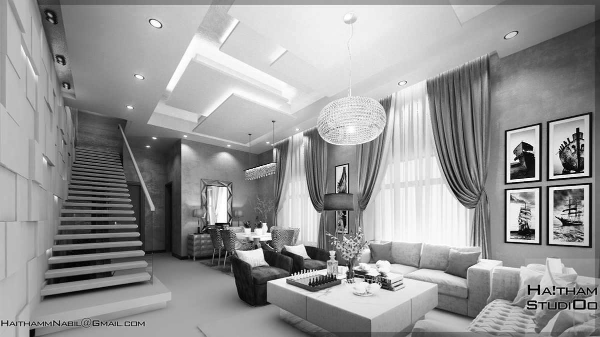 3D Interior design visualization bedroom livingroom modern graphic vray photoshop