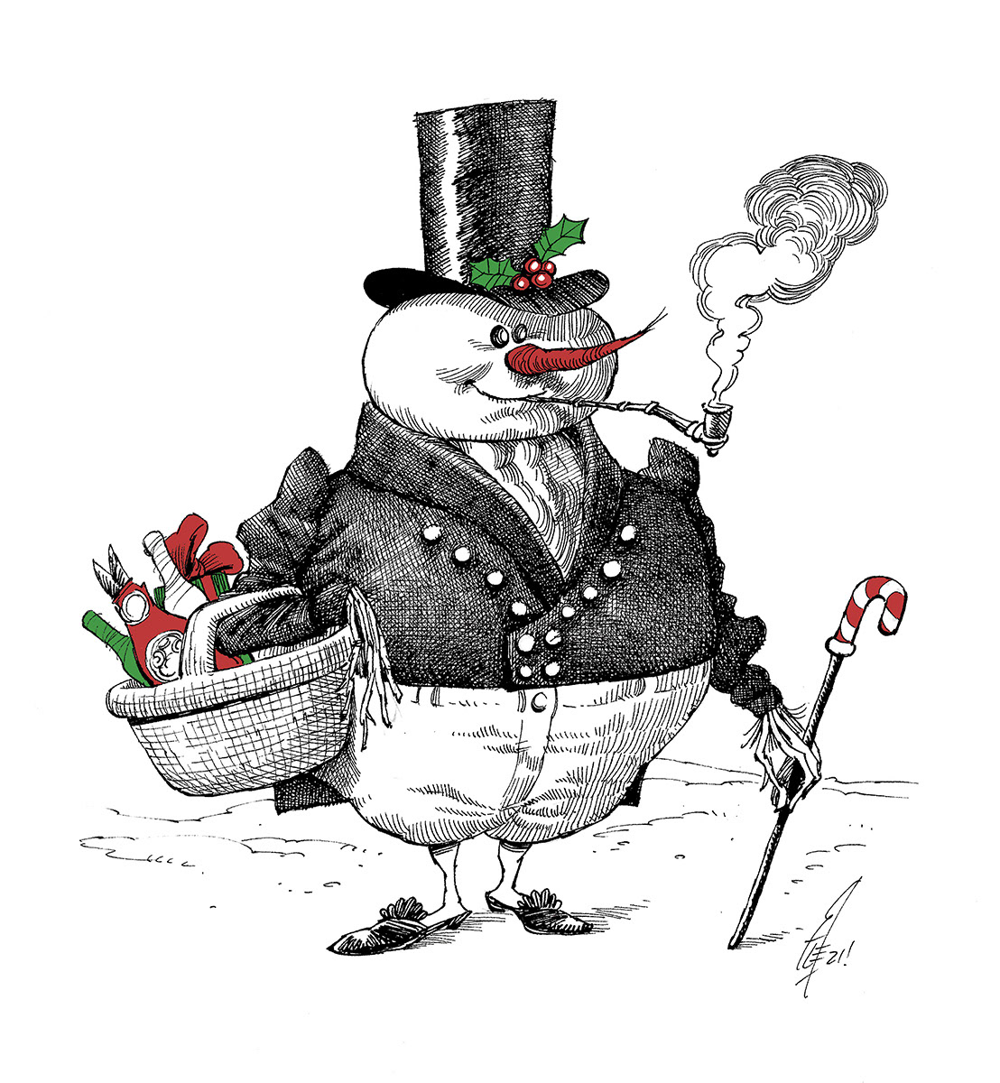 artwork cartoon Character design  Christmas Drawing  ink inkingart Merry Christmas snowman xmas