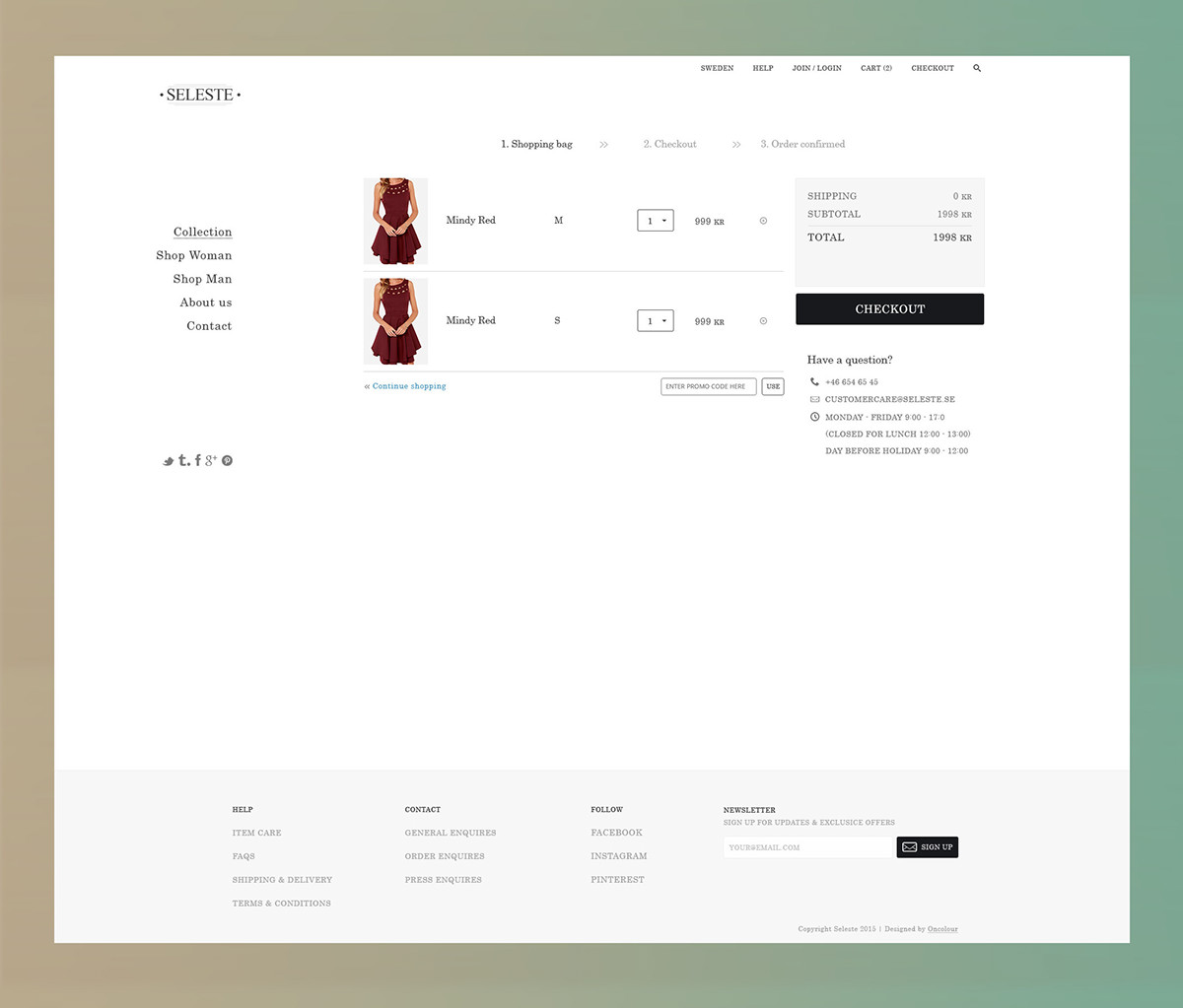 web shop minimalistic design