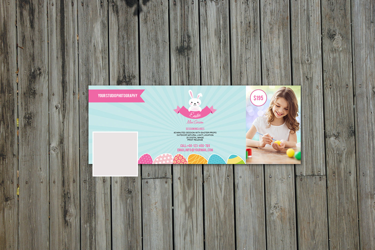 Easter Mini Session Template FREE Facebook Timeline Template Photoshop & Elements Template Easter Photography Marketing Board