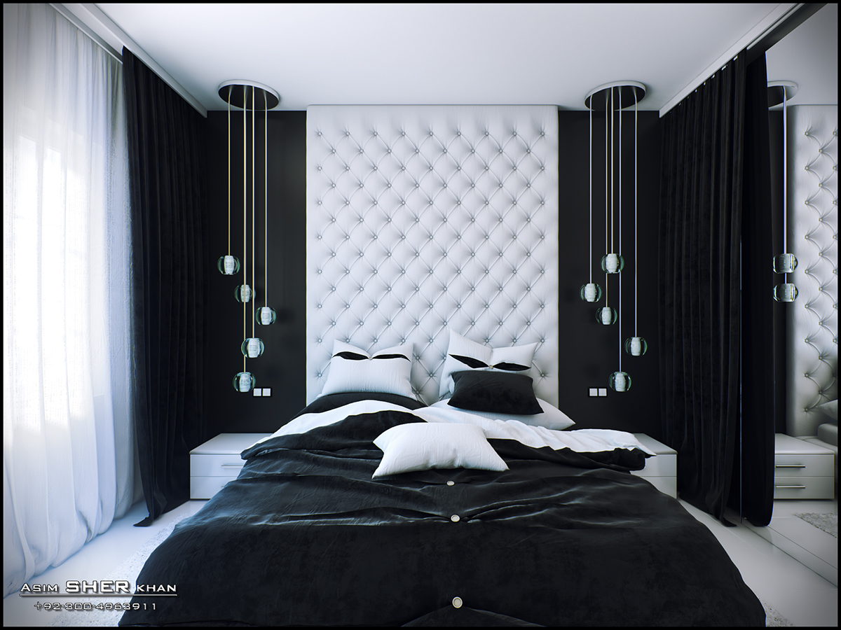 bed room 3D vray 3dmax PS Interior design modren Asim kHAN