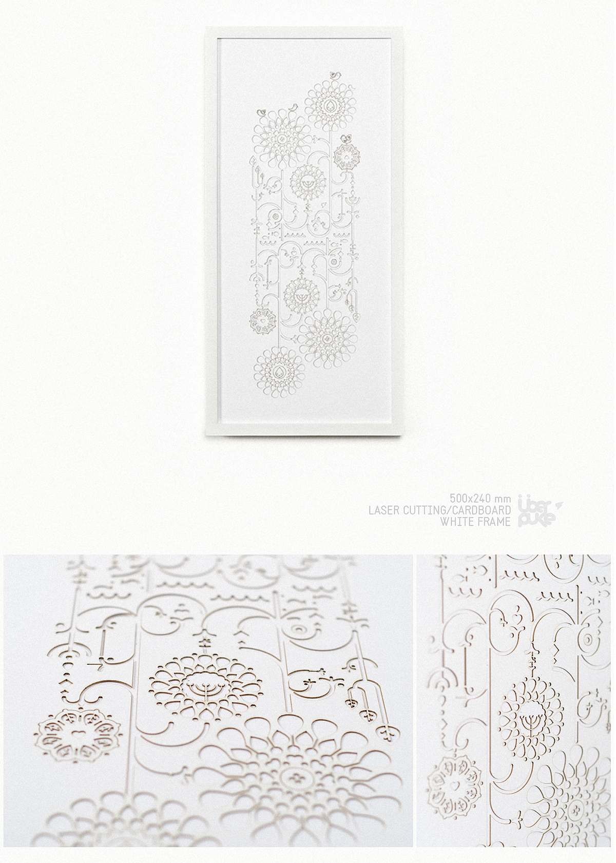 Mandala framed bogota laser cut cardboard mdf engraving print uberpuke javier mozo laser carton White gold black