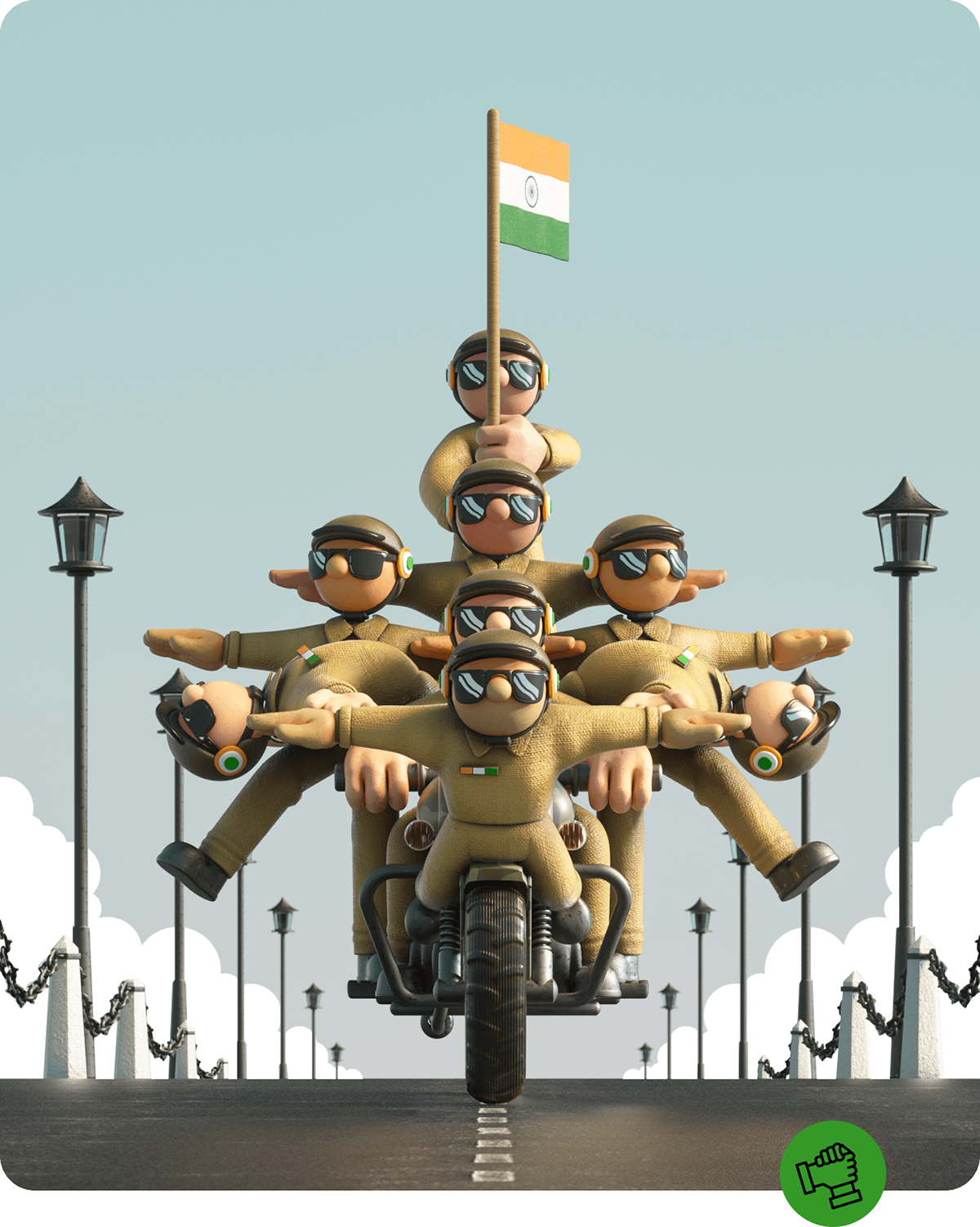 3D Character design  Digital Art  animation  c4d octane Render republic day Character India