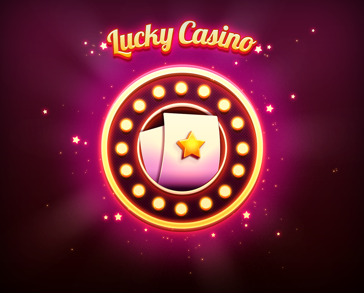 Slots casino Icon lights lucky cards glow star