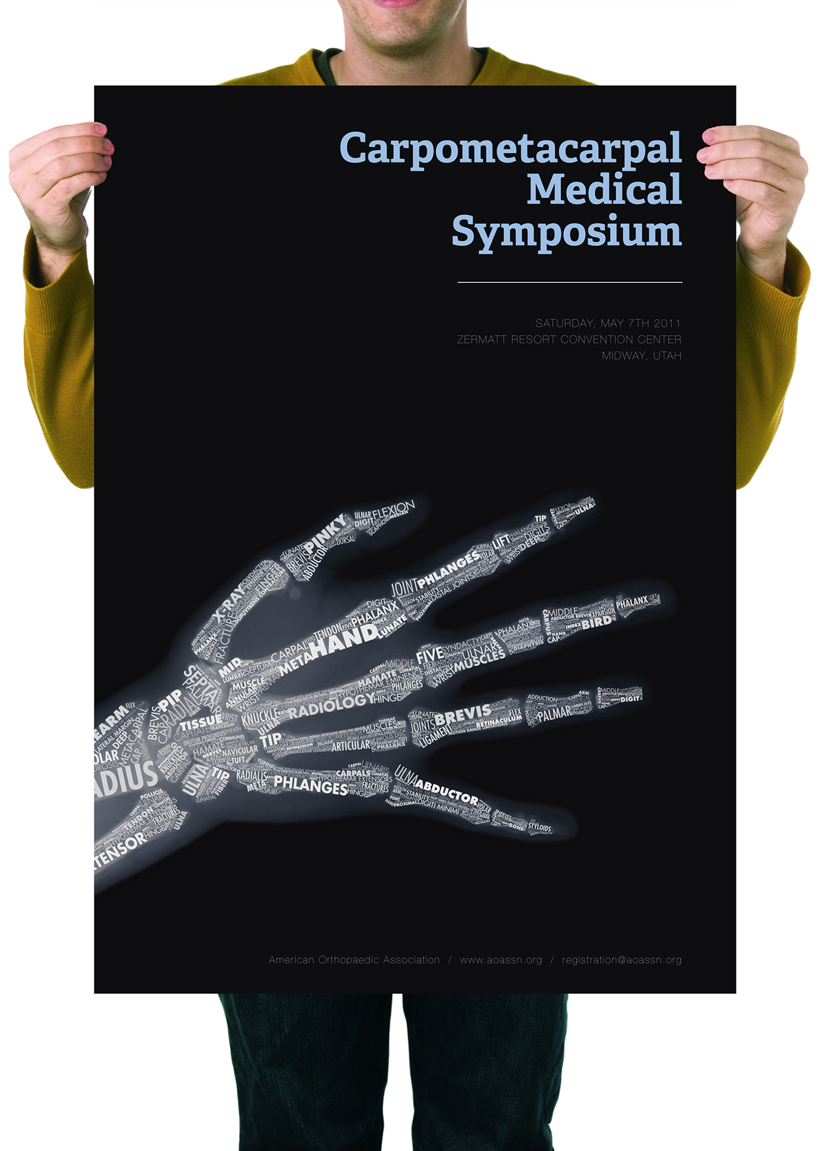 hand  bone  medical poster  typography  symposium  doctor