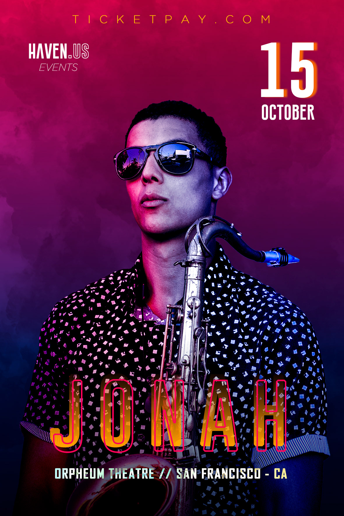 Cyberpunk gradient man musician photo photoshop poster presentation saxophone Urban