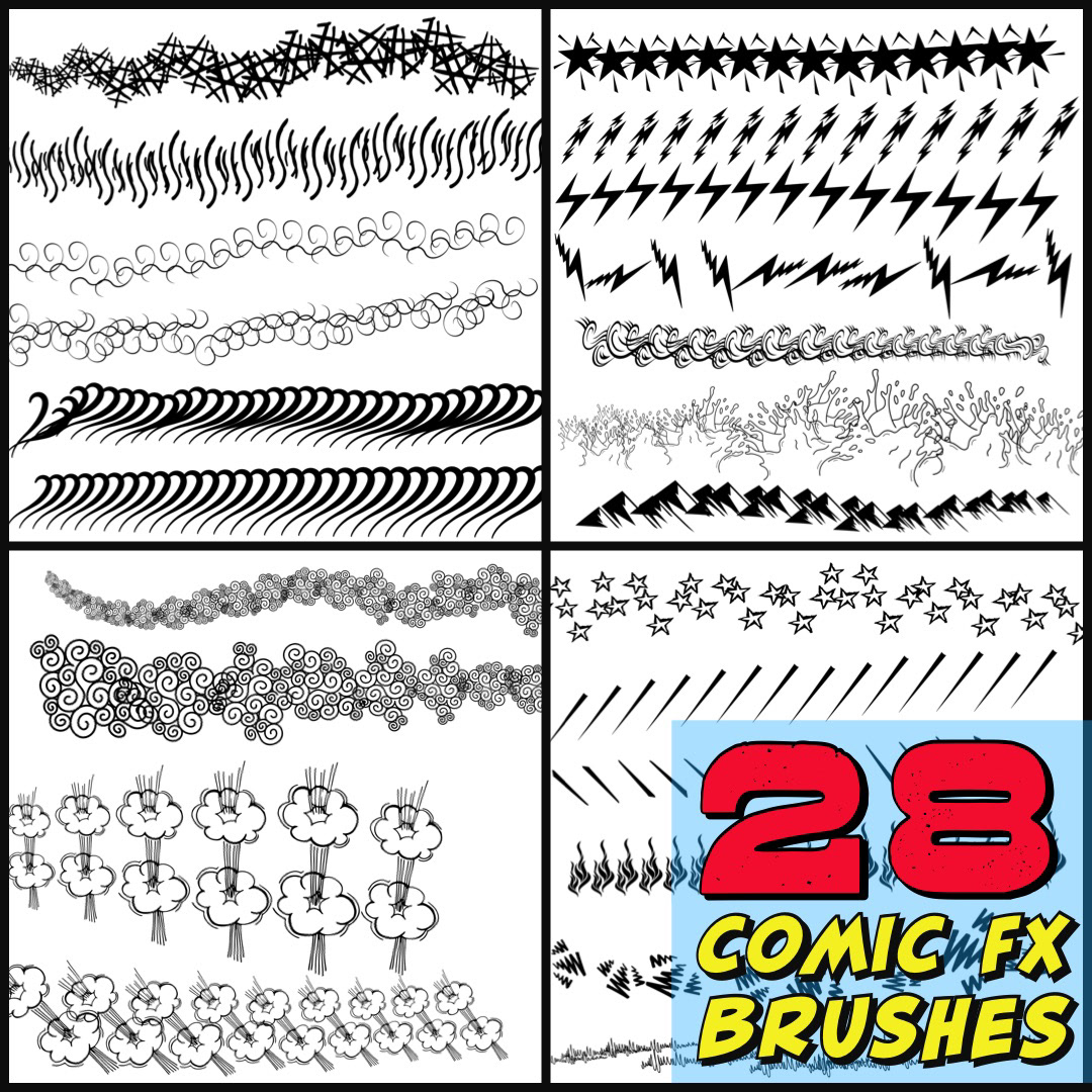 brushes comic Procreate resources stamps drawing tools  effects fx