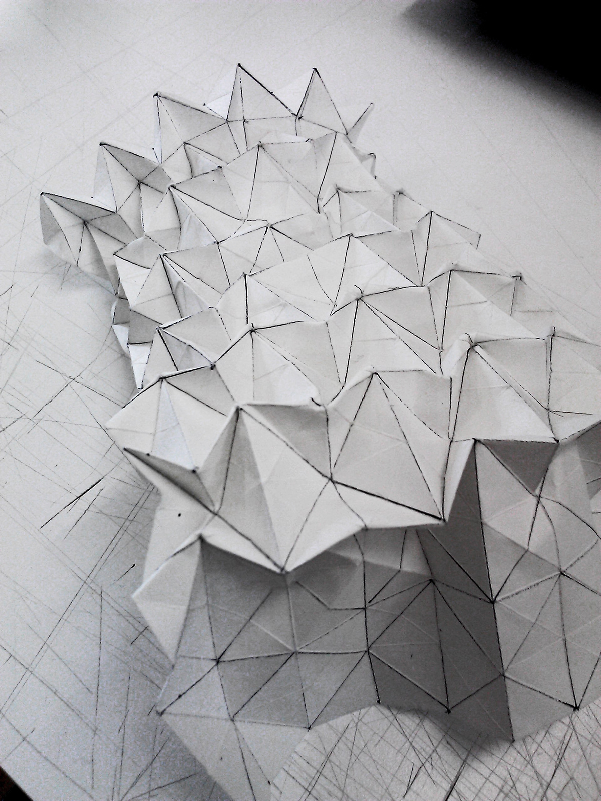 Tessellation origami  folding shelter canopy curtain interactive buckram fabric