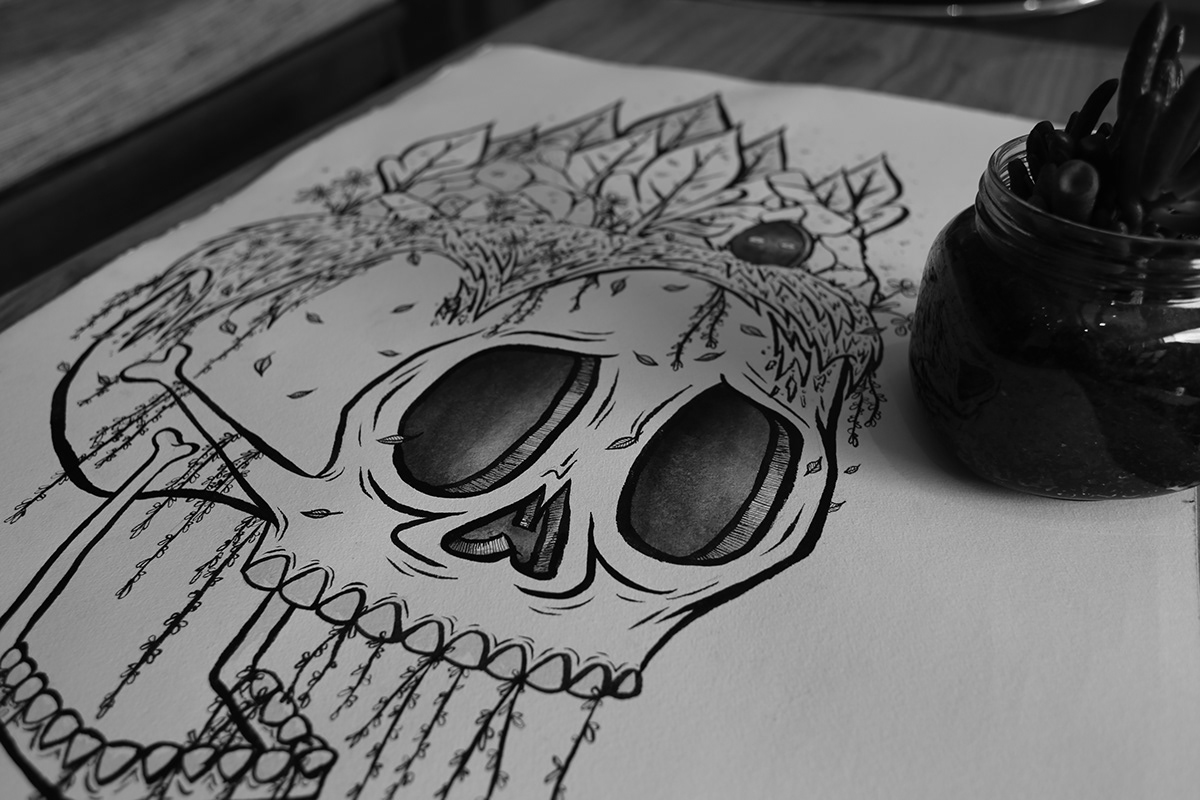 brush pen black and white ink