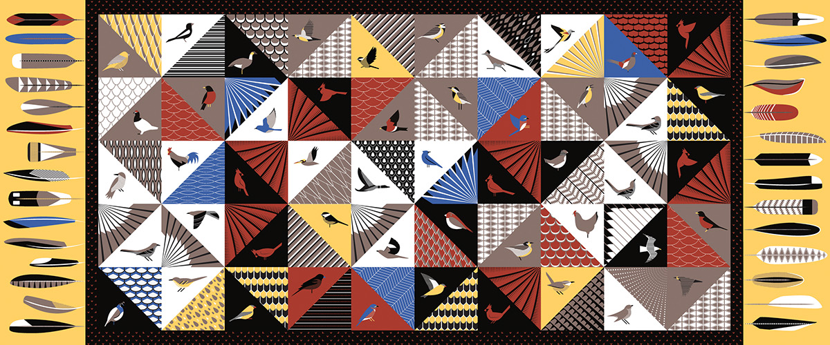birds bird burung indonesia batik fabric textile pattern graphic print tiles quilt Competition finalist american